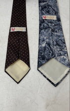 Load image into Gallery viewer, Pair Of All silk Mens Brown And Gray Printed Keeper Loop Adjustable Pointed Ties
