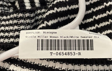Load image into Gallery viewer, Nicole Miller Womens Black White Striped Long Sleeve Cardigan Sweater Size M
