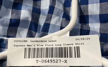 Load image into Gallery viewer, Express Mens Blue Gingham Cotton Long Sleeve Collared Dress Shirt Size S