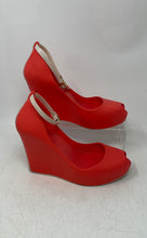 Load image into Gallery viewer, Melissa Womens Patchuli Orange White Peep Toe Ankle Strap Pump Heels Size 7