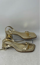 Load image into Gallery viewer, ASOS Womens 133405075 Gold Leather Design Block Ankle Strap Sandals Size 6