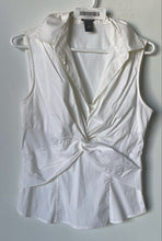 Load image into Gallery viewer, Ann Taylor Womens White Sleeveless Collared Twisted Front Blouse Top Size 8