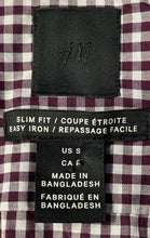 Load image into Gallery viewer, H&M Mens Brown & White Gingham Slim Fit Long Sleeve Button-Up Shirt Size S