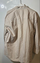 Load image into Gallery viewer, Calvin Klein Mens White Beige Striped Cotton Long Sleeve Dress Shirt Size 16 1/2