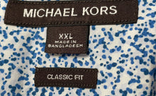 Load image into Gallery viewer, Michael Kors Mens White Blue Printed Classic Fit Button-Up Shirt Size XXL