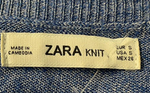 Load image into Gallery viewer, Zara Womens Blue Knitted Long Sleeve Round Neck Pullover Sweater Size S