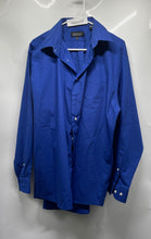 Load image into Gallery viewer, Bergamo New York Mens Royal Blue Long Sleeve Dress Shirt Size L 16-16.5 34/35