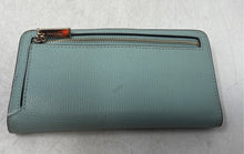 Load image into Gallery viewer, Kate Spade New York Womens Turquoise Embroidered Leather Card Slot Bifold Wallet