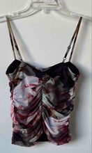 Load image into Gallery viewer, Express Womens Multicolor Floral Printed Mesh Ruched Camisole Blouse Size Small