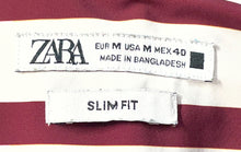 Load image into Gallery viewer, Zara Mens White Red Striped Printed Long Sleeve Slim Fit Button-Up Shirt Size M