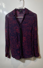 Load image into Gallery viewer, Diesel Womens Blue Red Floral Print Long Sleeve Button-Up Shirt Size XXS