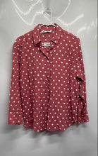 Load image into Gallery viewer, Zara Womens Dark Rose Pink White Polka Dot Long Sleeve Button-Up Shirt Size S