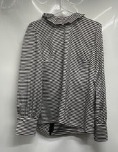 Load image into Gallery viewer, Club Monaco Womens Black White Striped Silk Helen Chemise Blouse Top Sz L w/ Tag