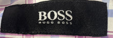 Load image into Gallery viewer, Hugo Boss Mens Purple White Plaid Cotton Long Sleeve Dress Shirt Size 16.5