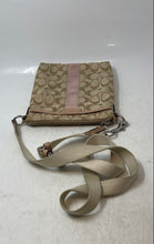 Load image into Gallery viewer, Coach Womens Brown Signature Stripe Canvas Zip Top Swingpack Crossbody Handbag