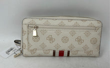 Load image into Gallery viewer, Guess Womens Beige Red Brown Logo Print Faux Leather Zip-Around Wallet