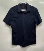 Load image into Gallery viewer, Michael Kors Mens Dark Blue Short Sleeve Classic Fit Button-Up Shirt Size L