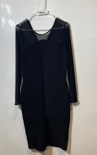Load image into Gallery viewer, Calvin Klein Womens Black Pleated Mesh Overlay Long Sleeve Bodycon Dress Size 10