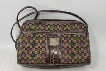 Load image into Gallery viewer, Liz Claiborne Womens Brown Geometric Print Single Strap Zip Top Crossbody Bag
