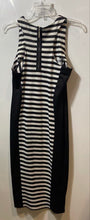Load image into Gallery viewer, Nicki Minaj Womens Black And White Striped Sleeveless Midi Bodycon Dress Size XL