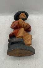 Load image into Gallery viewer, Brown Man With Hat Decor Collectible Hand Carved Statue Wood Figure