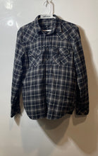 Load image into Gallery viewer, Diesel Mens Black White Plaid Long Sleeve Flap Pockets Button-Up Shirt Size M
