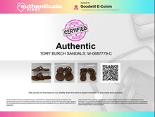 Load image into Gallery viewer, Authentic Tory Burch Womens Miller Brown Leather Thong Sandals Size 9M Damaged