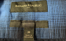 Load image into Gallery viewer, Banana Republic Mens Blue Black Standard Fit Button-Up Shirt Size Medium