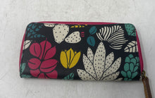 Load image into Gallery viewer, Fossil Womens Multicolor Floral Print ID Window Card Holder Zip-Around Wallet