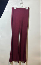 Load image into Gallery viewer, Fashion Nova Womens Burgundy Ribbed Side Zip Casual Flared Pants Size S