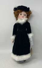 Load image into Gallery viewer, Vintage Heritage Black Dress Brown Hair Collectible Porcelain Doll