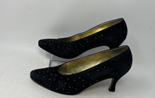 Load image into Gallery viewer, Larry Stuart Womens Black Pointed Toe Slip-On Kitten Beaded Pump Heels Size 8 M