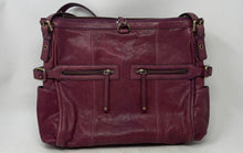 Load image into Gallery viewer, Gianni Bini Womens Purple Leather Adjustable Strap Zip Top Crossbody Handbag