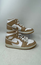 Load image into Gallery viewer, Nike Mens Air Jordan 1 Mid 554724-271 White Brown Lace-Up Sneakers Shoes Sz 9.5