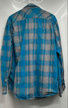 Load image into Gallery viewer, American Rag Cie Mens Blue Gray Plaid Cotton Long Sleeve Button-Up Shirt Size L