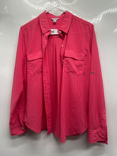 Load image into Gallery viewer, Calvin Klein Womens Coral Pink Textured Grid Long Sleeve Button-Up Shirt Size M