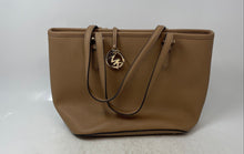Load image into Gallery viewer, Michael Kors Womens Brown Jet Set Saffiano Zipper Inner Pocket Tote Handbag