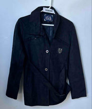 Load image into Gallery viewer, EGA Emporio Collection Womens Black Long Sleeve Belted Waist Suede Jacket Size L