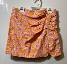 Load image into Gallery viewer, Zara Womens Orange Floral Print Slit Ruched Detail Side Zip Mini Skirt Size XS
