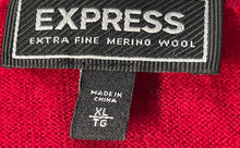 Load image into Gallery viewer, Express Mens Red Long Sleeve V-Neck Knitted Pullover Sweater Size XL