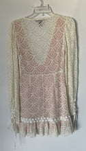 Load image into Gallery viewer, Forever 21 Womens White Pink Long Sleeve Pullover Peplum Hem Mini Dress Size M