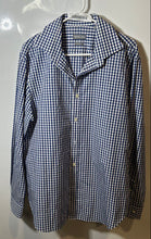 Load image into Gallery viewer, Michael Kors Mens Blue White Gingham Print Cotton Long Sleeve Dress Shirt Size L