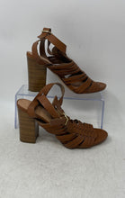 Load image into Gallery viewer, Madden Girl Womens Reine Brown Faux Leather Buckle Block Heels Strappy Sandals 6