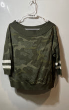 Load image into Gallery viewer, Express Womens Green Camouflage Off-The-Shoulder Pullover Sweater Size Medium