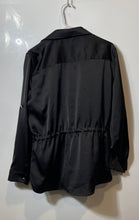 Load image into Gallery viewer, Calvin Klein Womens Black Long Sleeve Cinch Waist Button Front Jacket Size L