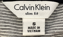 Load image into Gallery viewer, Calvin Klein Womens Black White Striped Cotton Slim Fit V-Neck T-Shirt Size S