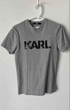 Load image into Gallery viewer, Karl Lagerfeld Womens Gray Cotton Short Sleeve Crew Neck Pullover T-Shirt Size S