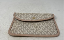 Load image into Gallery viewer, Michael Kors Womens Beige Pink Signature Print Flap Wristlet Wallet