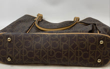 Load image into Gallery viewer, Calvin Klein Womens Hudson Brown Logo Print Leather Tote Handbag With Tag