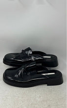 Load image into Gallery viewer, Zara Womens Black Patent Leather Square Toe Open Back Slip-On Mules Size EUR 41